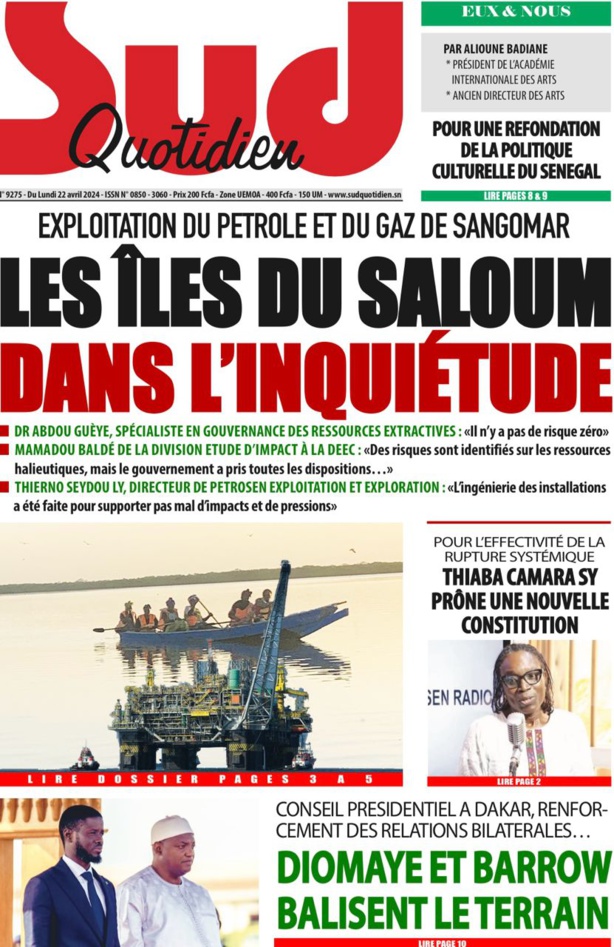 La Une du journal le Reveil du Avril 22 Avril 2024 La Une du journal le Reveil du Avril 22 Avril 2024