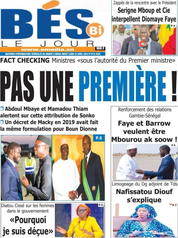 La Une du journal le Reveil du Avril 22 Avril 2024 La Une du journal le Reveil du Avril 22 Avril 2024