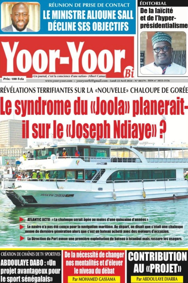 La Une du journal le Reveil du Avril 22 Avril 2024 La Une du journal le Reveil du Avril 22 Avril 2024