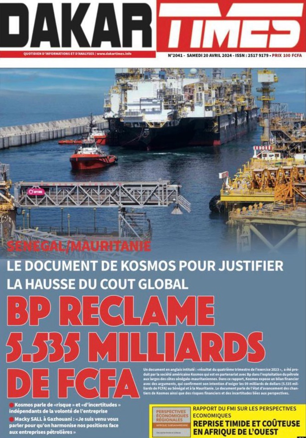 La Une du journal le Reveil du Avril 22 Avril 2024 La Une du journal le Reveil du Avril 22 Avril 2024