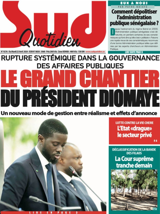 La Une du Journal le Réveil du Mardi 23 Avril 2024 La Une du Journal le Réveil du Mardi 23 Avril 2024