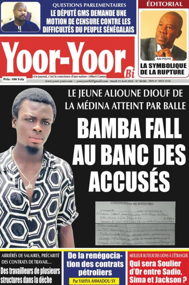 La Une du Journal le Réveil du Mardi 23 Avril 2024