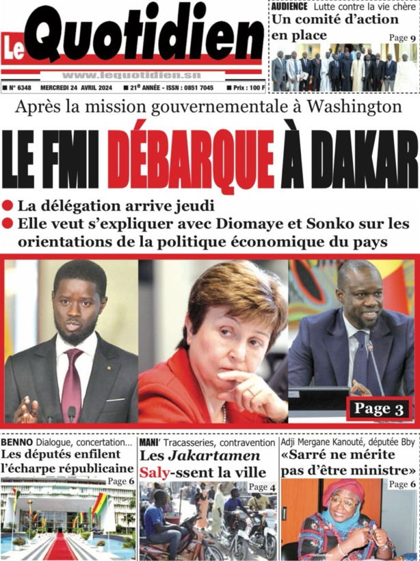 La Une du journal Le Réveil du Mercredi 24 Avril 2024 La Une du journal Le Réveil du Mercredi 24 Avril 2024