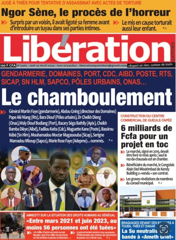 La Une du journal le Réveil du 25 Avril 2024 La Une du journal le Réveil du 25 Avril 2024