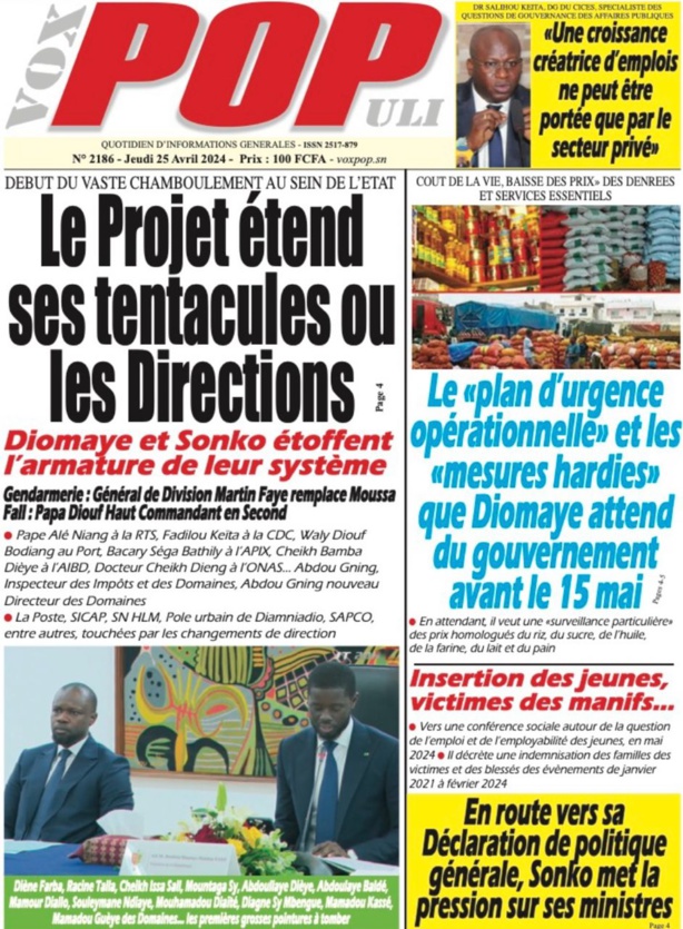 La Une du journal le Réveil du 25 Avril 2024 La Une du journal le Réveil du 25 Avril 2024