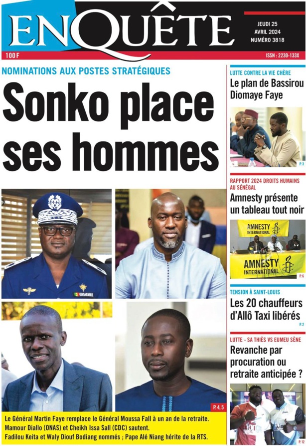 La Une du journal le Réveil du 25 Avril 2024 La Une du journal le Réveil du 25 Avril 2024