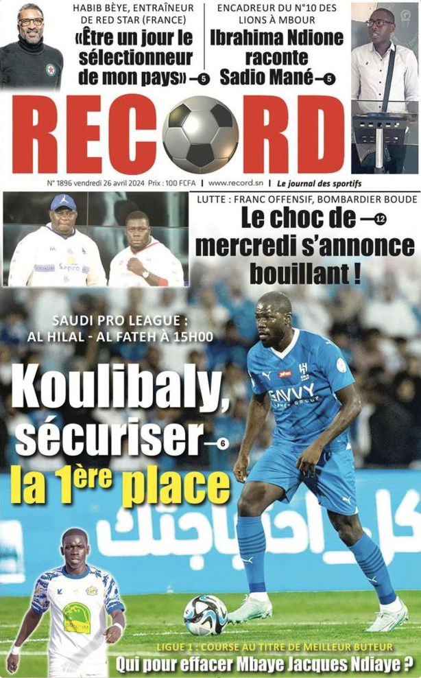 La Une du journal le réveil du vendredi 26 Avril 2024 La Une du journal le réveil du vendredi 26 Avril 2024