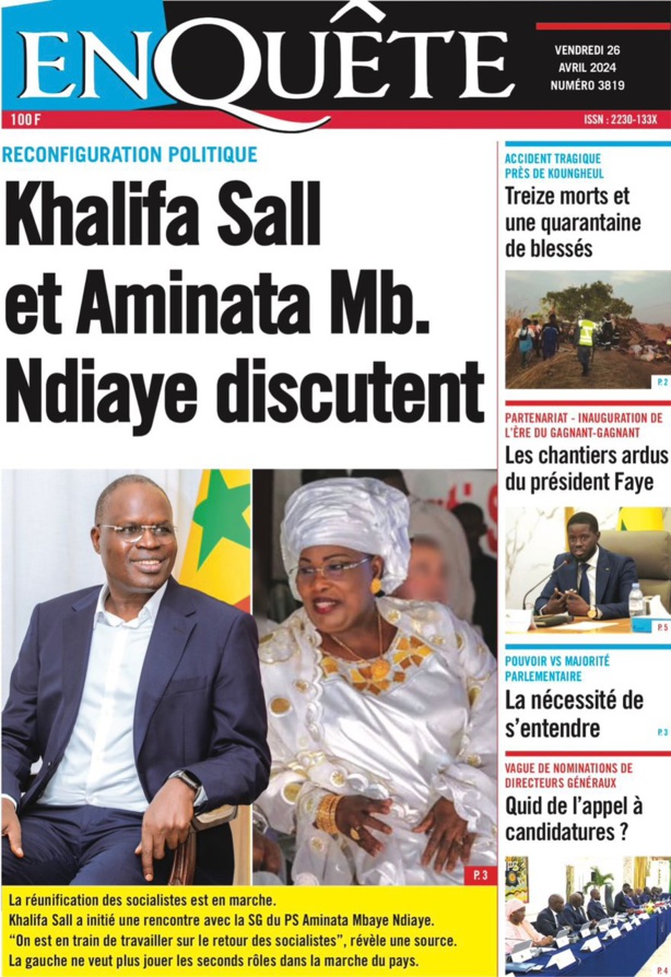 La Une du journal le réveil du vendredi 26 Avril 2024