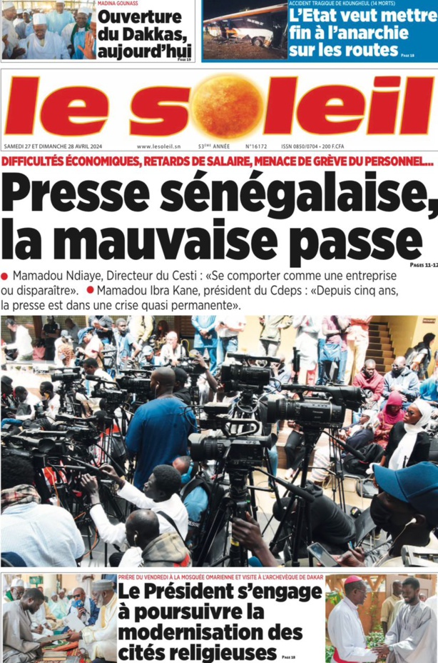 La UNE du journal le Réveil du samedi 27 avril 2024 La UNE du journal le Réveil du samedi 27 avril 2024