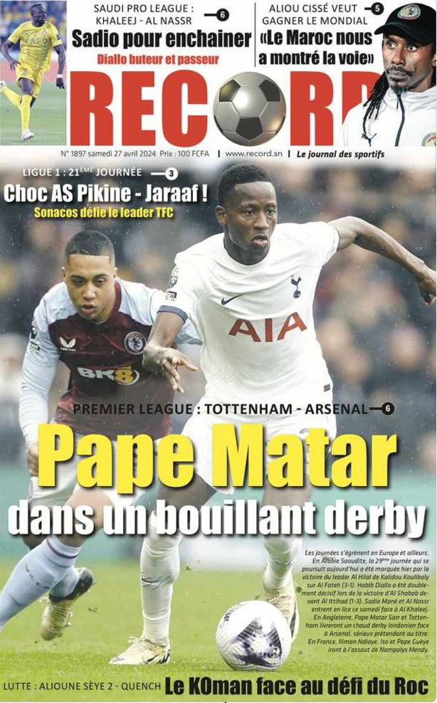 La UNE du journal le Réveil du samedi 27 avril 2024 La UNE du journal le Réveil du samedi 27 avril 2024