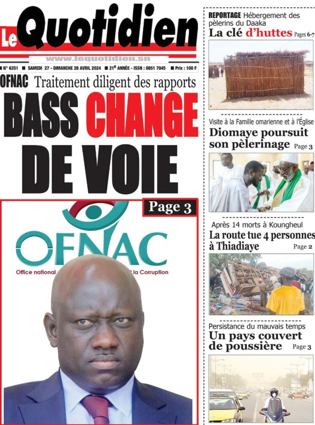 La UNE du journal le Réveil du samedi 27 avril 2024 La UNE du journal le Réveil du samedi 27 avril 2024