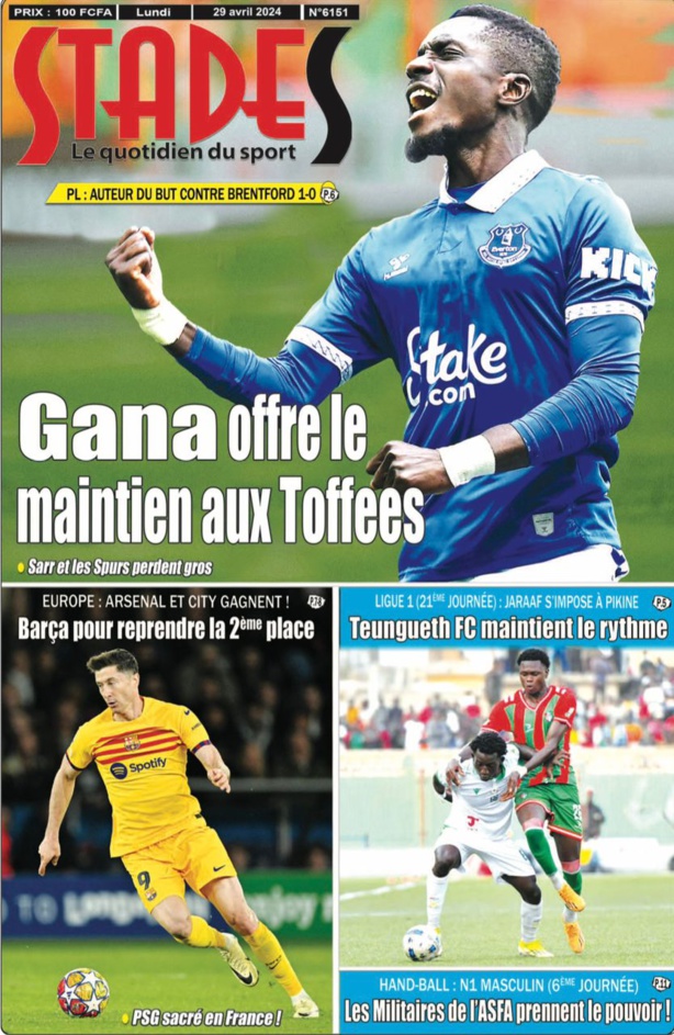 La Une du journal le réveil du Lundi 29 avril 2024 La Une du journal le réveil du Lundi 29 avril 2024