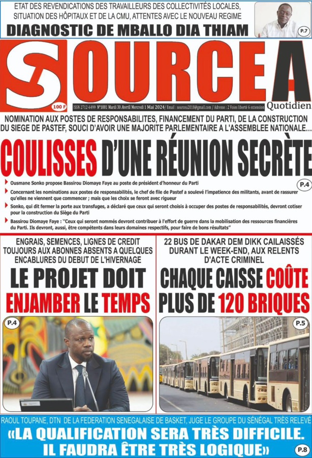 La Une du journal le réveil du Mardi 30 avril 2024 La Une du journal le réveil du Mardi 30 avril 2024