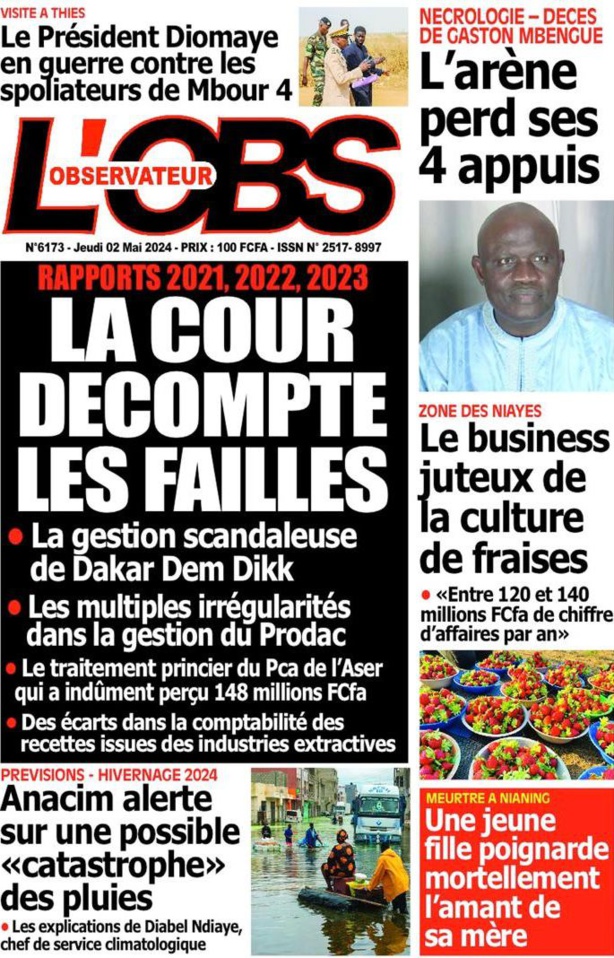 La Une du quotidien le Réveil du jeudi 02 mai 2024 La Une du quotidien le Réveil du jeudi 02 mai 2024