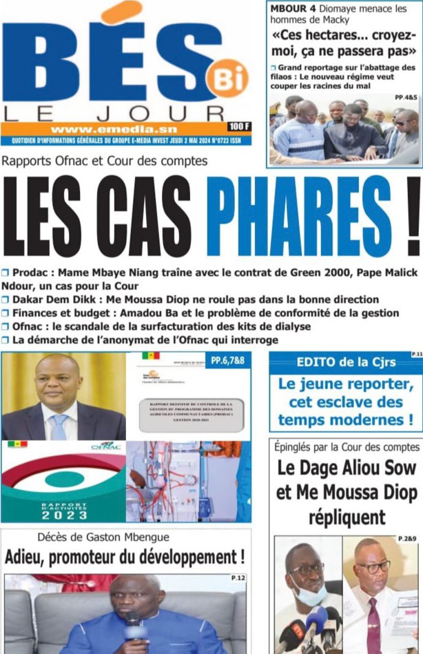 La Une du quotidien le Réveil du jeudi 02 mai 2024 La Une du quotidien le Réveil du jeudi 02 mai 2024