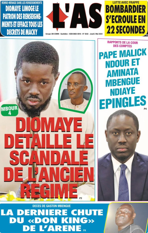 La Une du quotidien le Réveil du jeudi 02 mai 2024 La Une du quotidien le Réveil du jeudi 02 mai 2024