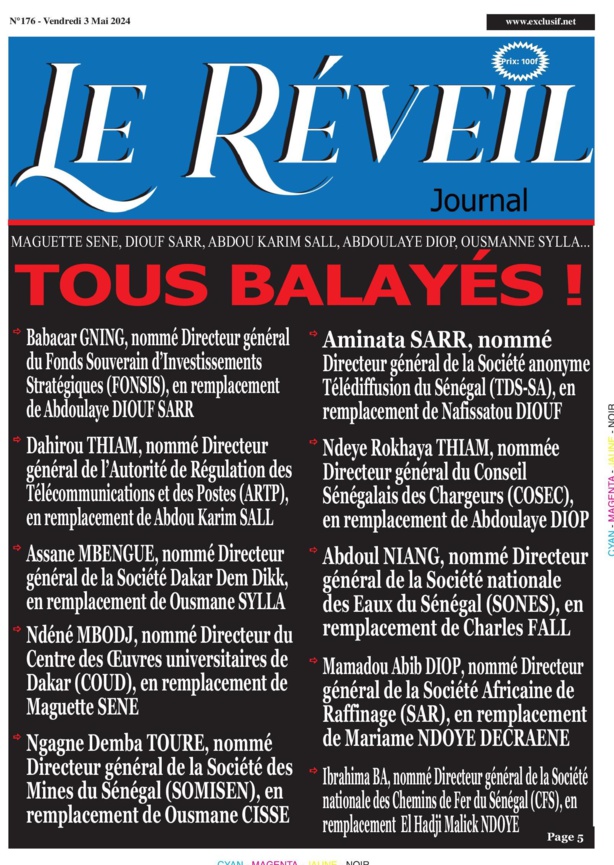 La Une du quotidien le Réveil du Vendredi 03 mai 2024 La Une du quotidien le Réveil du Vendredi 03 mai 2024