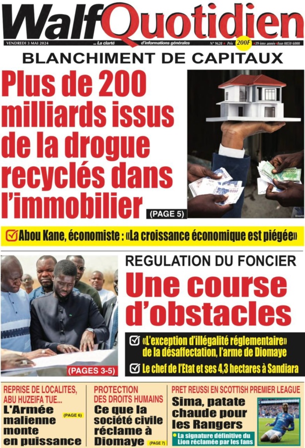 La Une du quotidien le Réveil du Vendredi 03 mai 2024 La Une du quotidien le Réveil du Vendredi 03 mai 2024