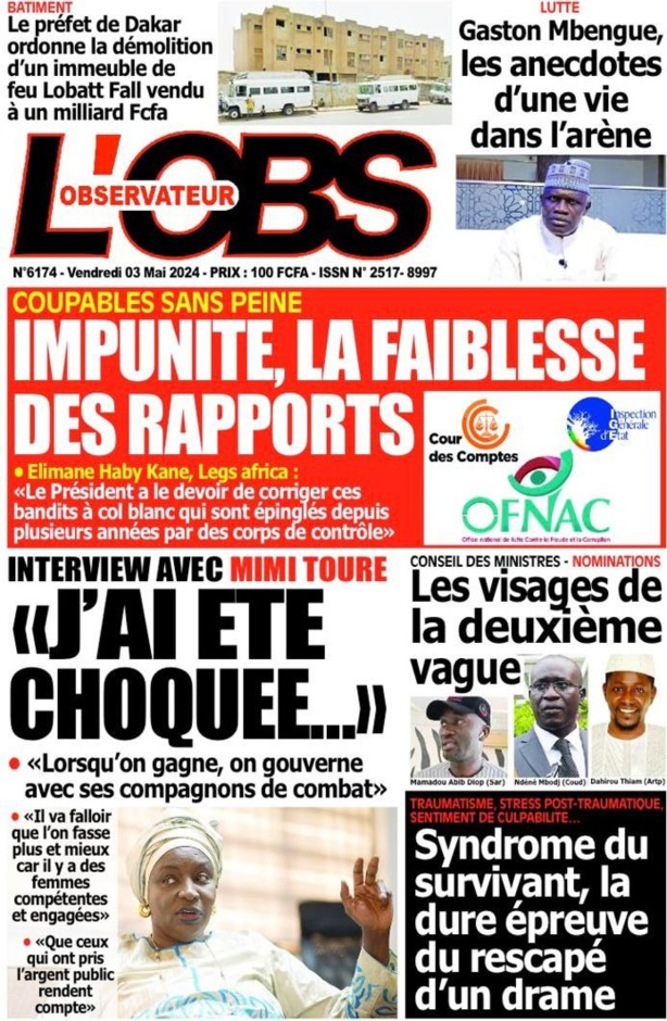 La Une du quotidien le Réveil du Vendredi 03 mai 2024 La Une du quotidien le Réveil du Vendredi 03 mai 2024