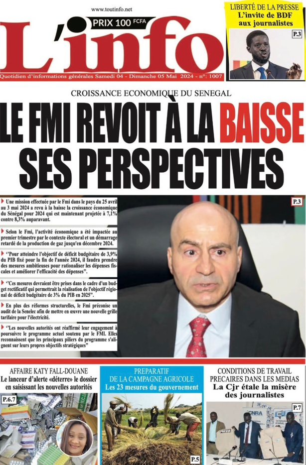 La Une du quotidien le Réveil du Samedi 04 mai 2024 La Une du quotidien le Réveil du Samedi 04 mai 2024