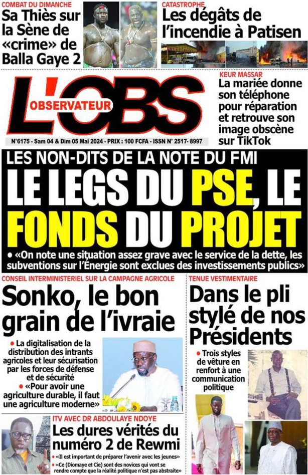 La Une du quotidien le Réveil du Samedi 04 mai 2024 La Une du quotidien le Réveil du Samedi 04 mai 2024