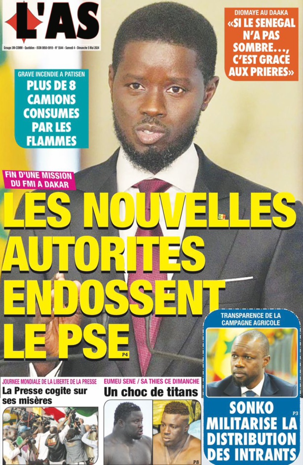 La Une du quotidien le Réveil du Samedi 04 mai 2024 La Une du quotidien le Réveil du Samedi 04 mai 2024