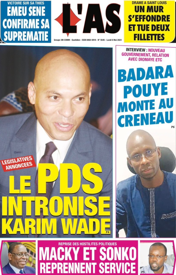 La Une du journal le réveil du Lundi 06 Mai 2024 La Une du journal le réveil du Lundi 06 Mai 2024