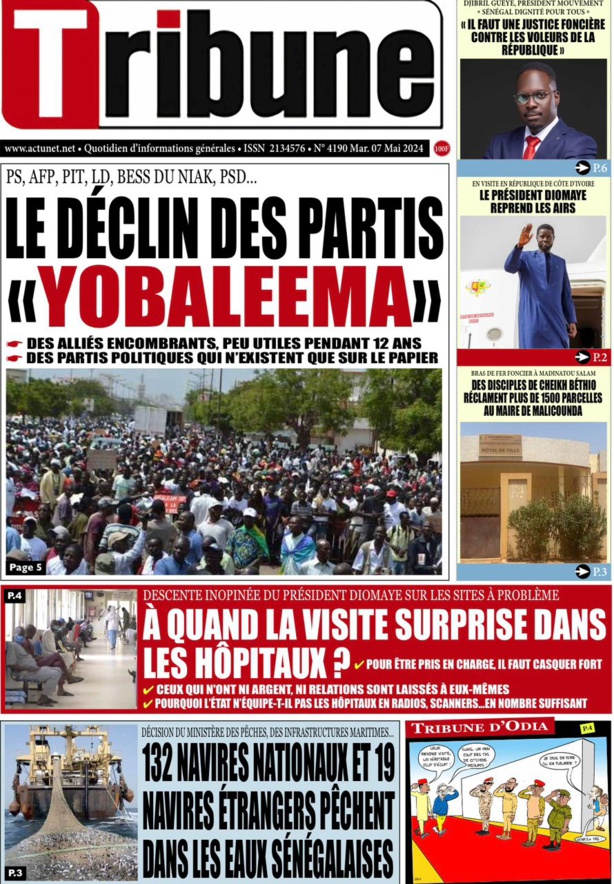 La Une du journal le réveil du Mardi 07 Mai 2024 La Une du journal le réveil du Mardi 07 Mai 2024