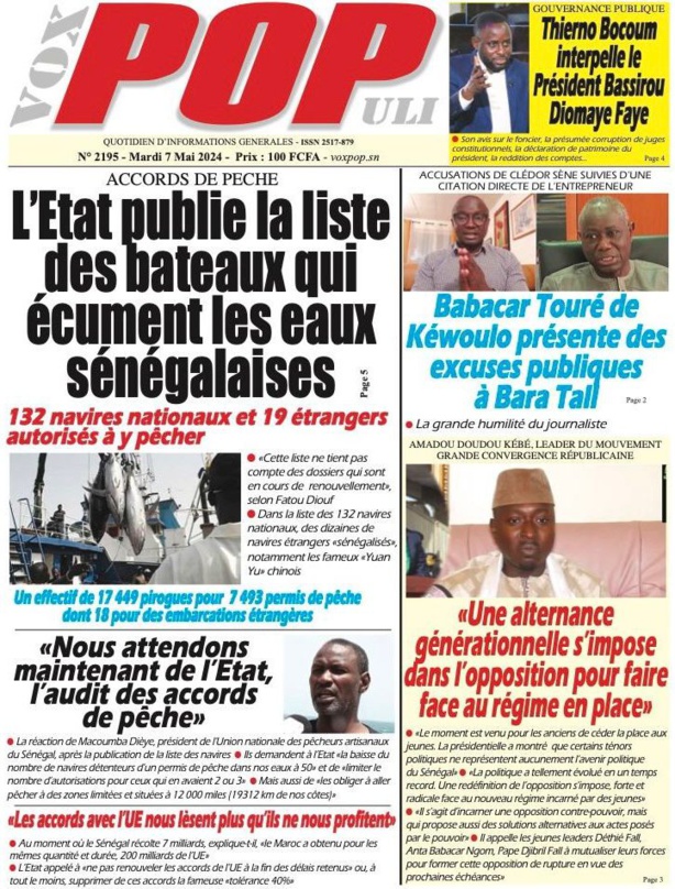 La Une du journal le réveil du Mardi 07 Mai 2024 La Une du journal le réveil du Mardi 07 Mai 2024