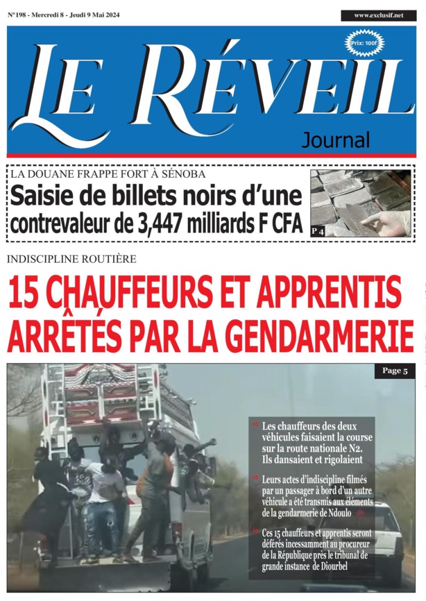 La Une du journal le réveil du Mercredi 08 Mai 2024 La Une du journal le réveil du Mercredi 08 Mai 2024
