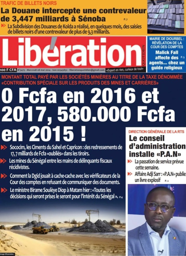 La Une du journal le réveil du Mercredi 08 Mai 2024 La Une du journal le réveil du Mercredi 08 Mai 2024