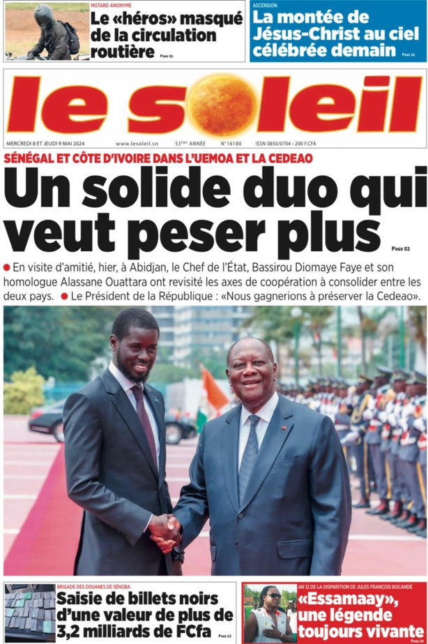 La Une du journal le réveil du Mercredi 08 Mai 2024 La Une du journal le réveil du Mercredi 08 Mai 2024