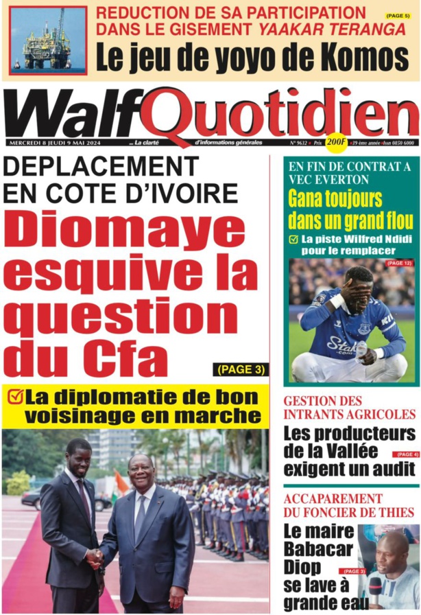 La Une du journal le réveil du Mercredi 08 Mai 2024 La Une du journal le réveil du Mercredi 08 Mai 2024