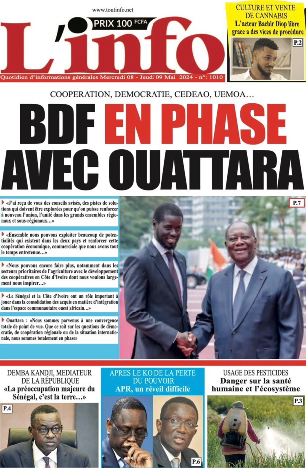 La Une du journal le réveil du Mercredi 08 Mai 2024 La Une du journal le réveil du Mercredi 08 Mai 2024