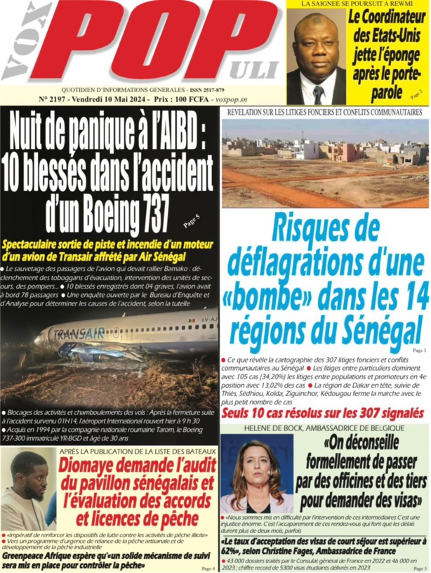 La Une du journal le réveil du Mardi 10 Mai 2024 La Une du journal le réveil du Mardi 10 Mai 2024