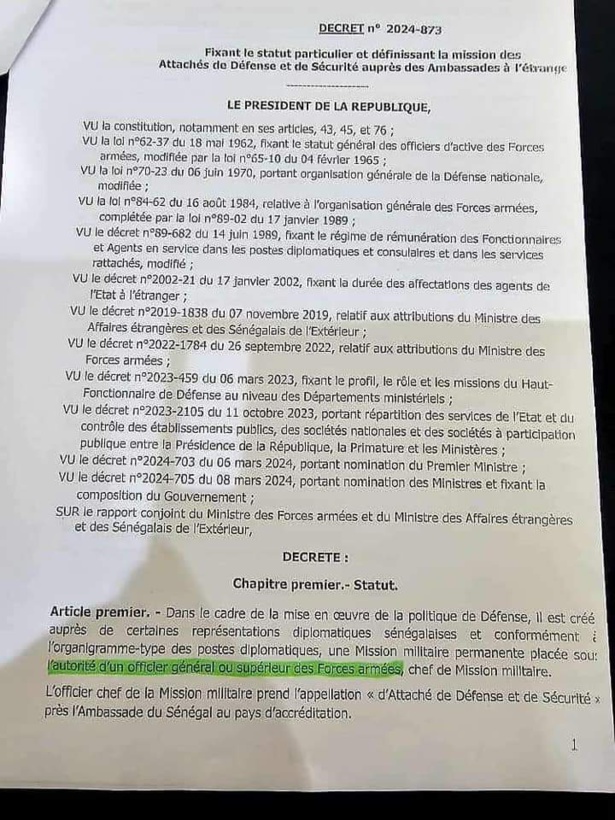 Attaché de défense : le poste a été bel et bien modifié par Macky Sall avant son départ Attaché de défense : le poste a été bel et bien modifié par Macky Sall avant son départ