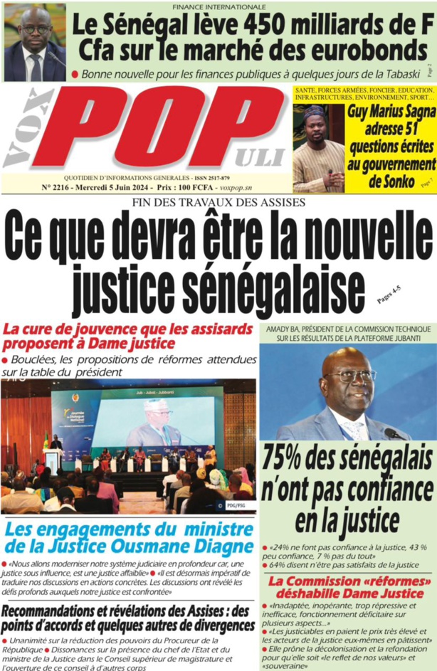 La Une du journal le réveil du Mercredi 05 juin 2024 La Une du journal le réveil du Mercredi 05 juin 2024