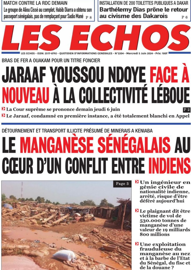 La Une du journal le réveil du Mercredi 05 juin 2024 La Une du journal le réveil du Mercredi 05 juin 2024