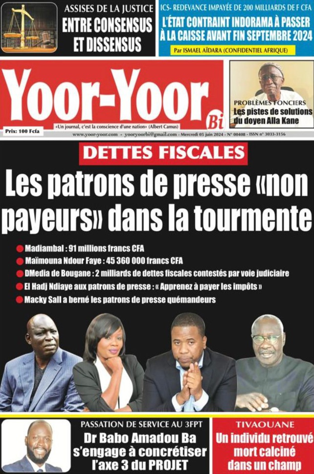 La Une du journal le réveil du Mercredi 05 juin 2024 La Une du journal le réveil du Mercredi 05 juin 2024