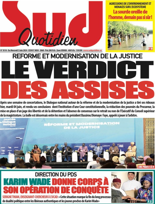 La Une du journal le réveil du Mercredi 05 juin 2024 La Une du journal le réveil du Mercredi 05 juin 2024