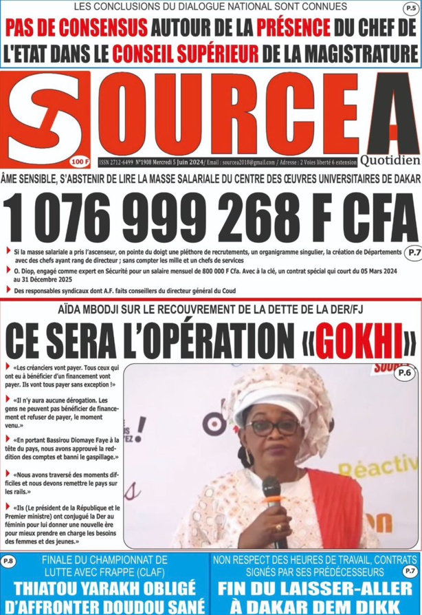 La Une du journal le réveil du Mercredi 05 juin 2024 La Une du journal le réveil du Mercredi 05 juin 2024