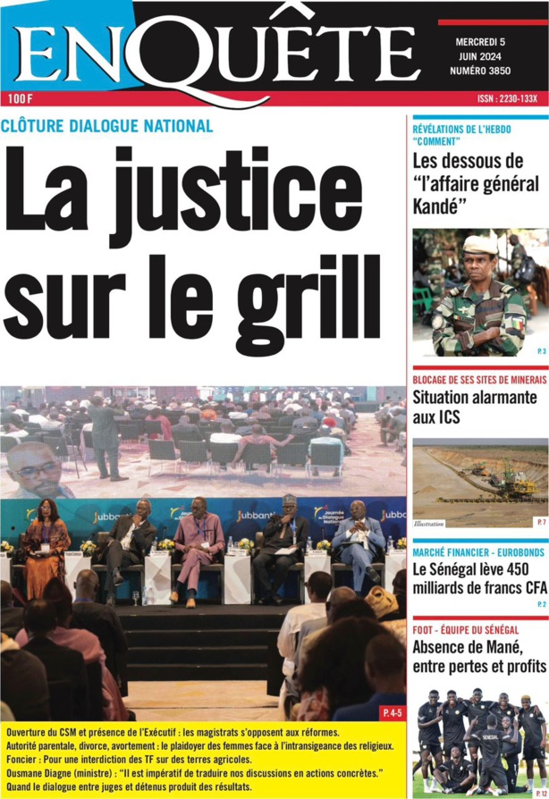 La Une du journal le réveil du Mercredi 05 juin 2024 La Une du journal le réveil du Mercredi 05 juin 2024