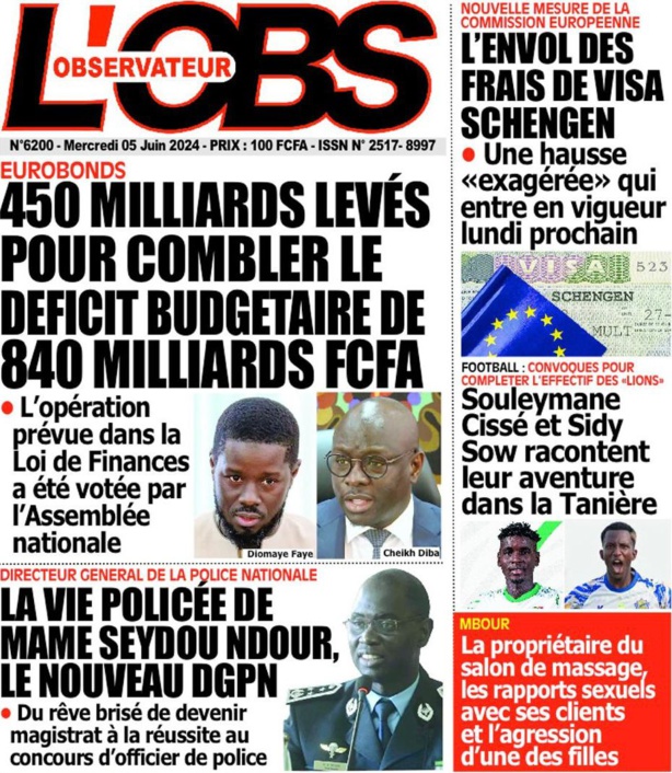 La Une du journal le réveil du Mercredi 05 juin 2024 La Une du journal le réveil du Mercredi 05 juin 2024