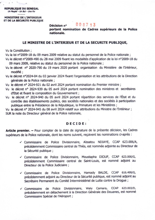 Remaniement à la Police : Bara Sangharé et Adramé Sarr écartés de la SU et de la DIC Remaniement à la Police : Bara Sangharé et Adramé Sarr écartés de la SU et de la DIC