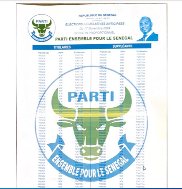 Élections Législatives : Mamadou Salif Sow conduit la liste du parti "Ensemble pour le Sénégal" Élections Législatives : Mamadou Salif Sow conduit la liste du parti "Ensemble pour le Sénégal"