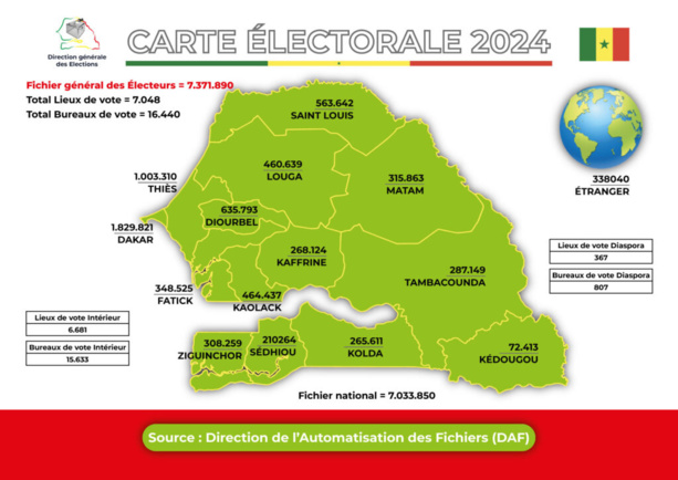 Législatives au Sénégal : Voici la Carte Électorale 2024 Législatives au Sénégal : Voici la Carte Électorale 2024