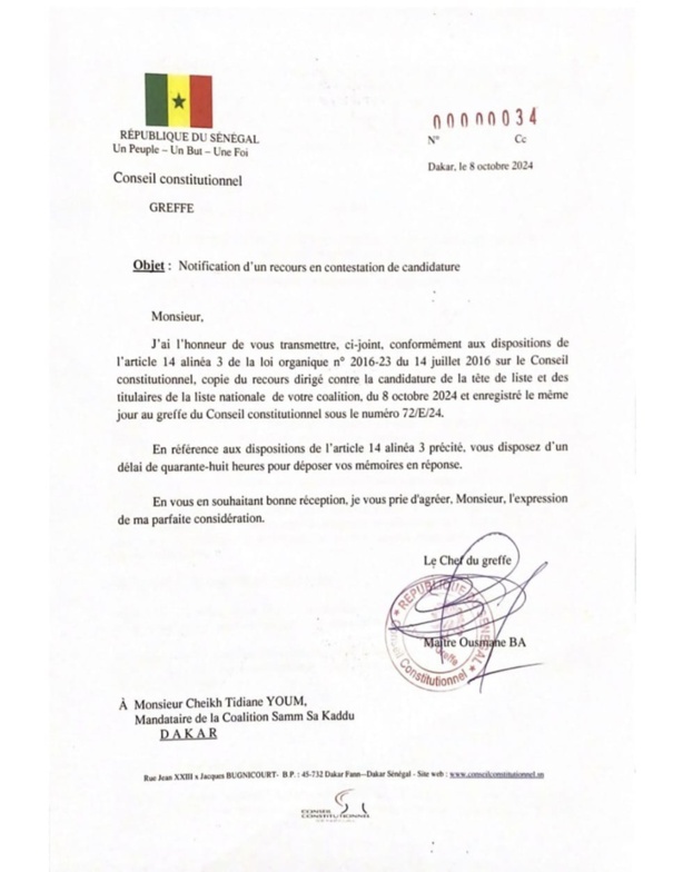 Conseil constitutionnel : Aucune décision rendue sur la candidature de Barthélémy Dias Conseil constitutionnel : Aucune décision rendue sur la candidature de Barthélémy Dias