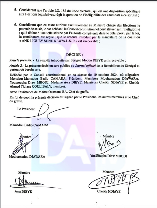 Conseil constitutionnel : Les raisons de la validation de la candidature de Barthélémy Dias par les 7 sages Conseil constitutionnel : Les raisons de la validation de la candidature de Barthélémy Dias par les 7 sages