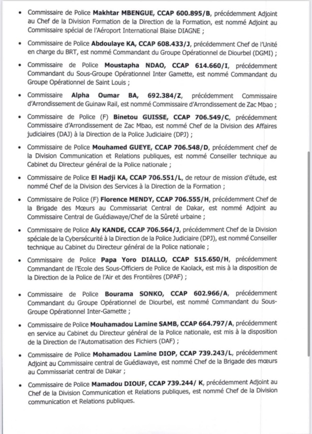 Remaniement au sein de la Police nationale : Le Général Jean-Baptiste Tine restructure les unités clés Remaniement au sein de la Police nationale : Le Général Jean-Baptiste Tine restructure les unités clés