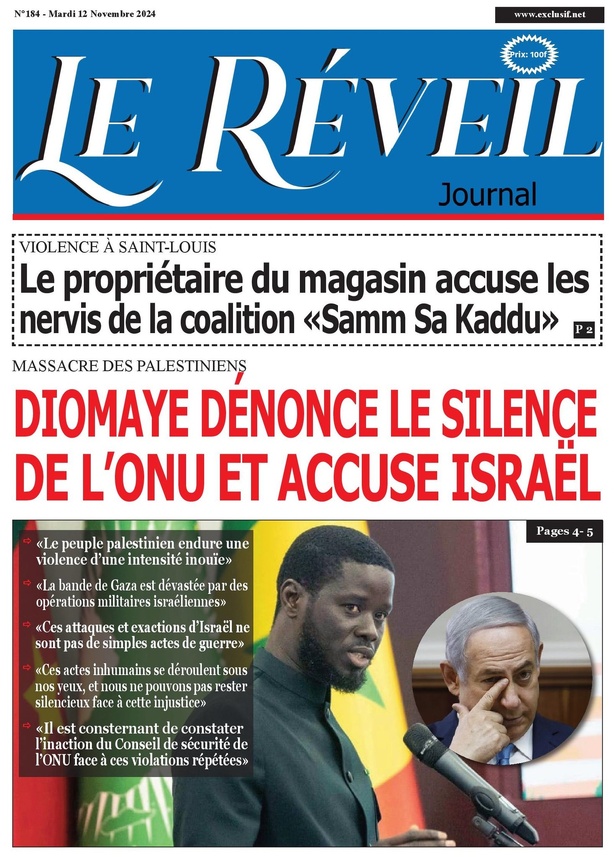 La Une du journal le Réveil du Mardi 12 Novembre 2024 La Une du journal le Réveil du Mardi 12 Novembre 2024